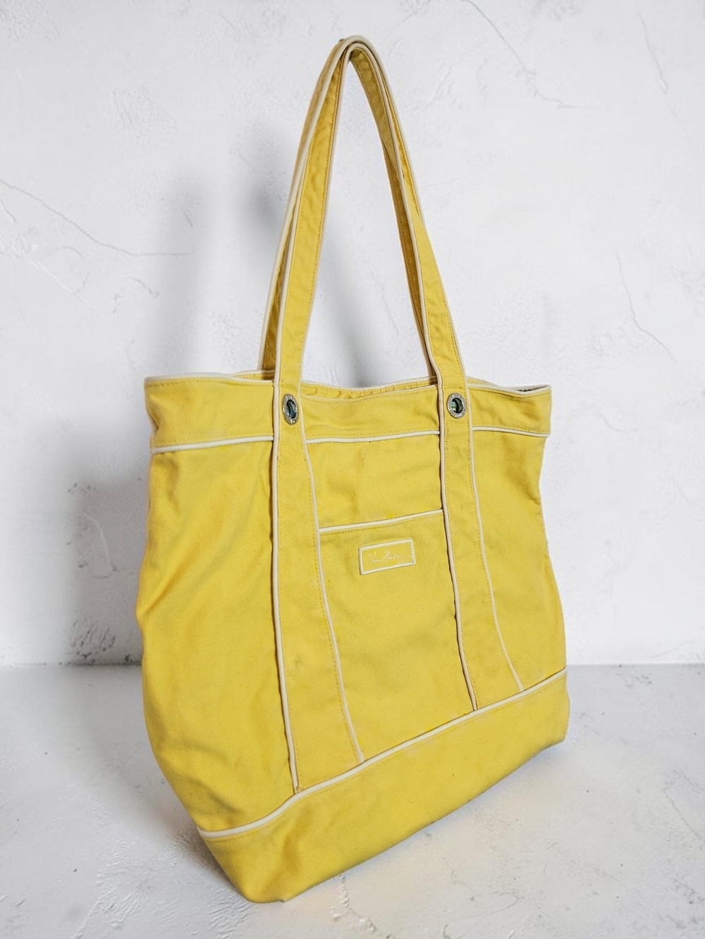 Vera Bradley Tote OS Sunshine Yellow Canvas Retired Large Travel Beach Work Bag
